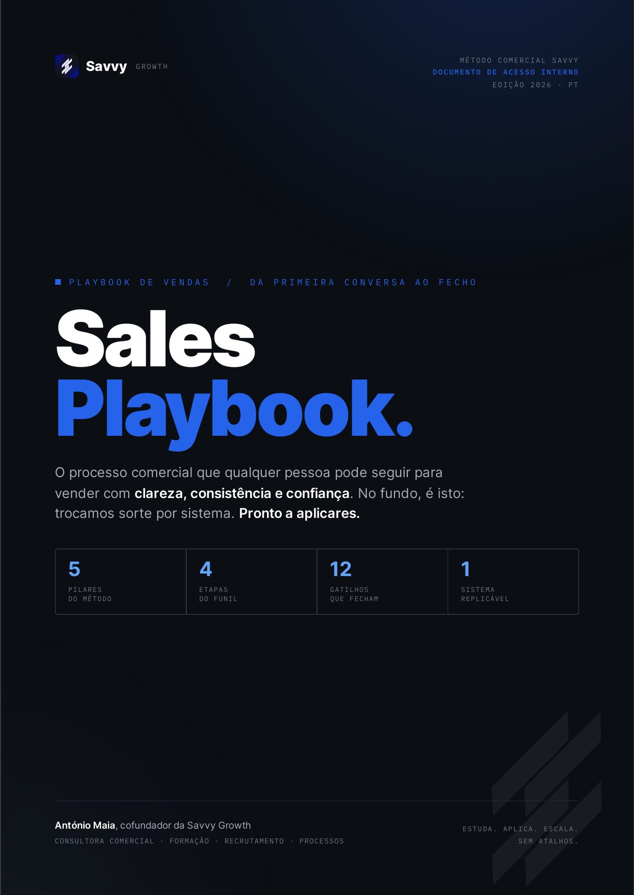 Capa do Savvy Sales Playbook, o playbook de vendas da Savvy Growth.